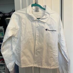 Champion Cropped Coaches Jacket, Color Pop Logo (Large)